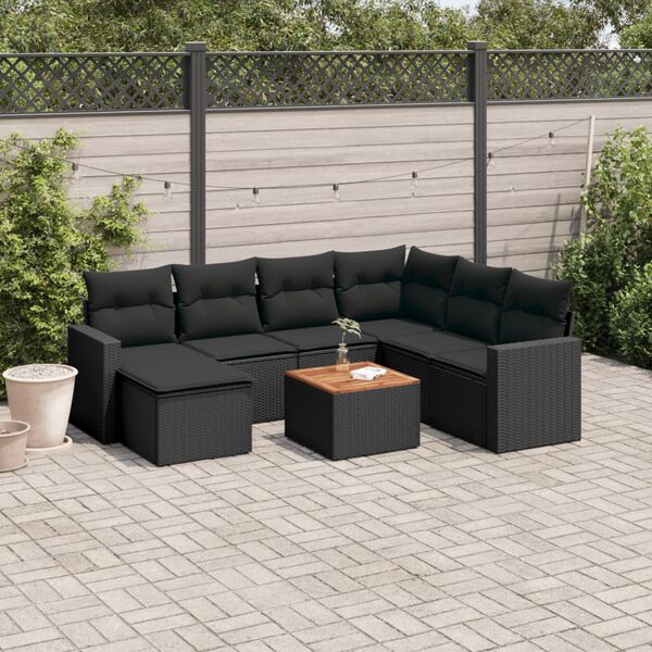 vidaXL Garden Sofa Set Black