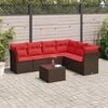 vidaXL 7 Piece Patio Sofa Set with Cushions Brown Poly Rattan