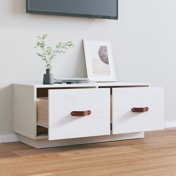 vidaXL TV Cabinet White Solid Pine Wood Standard TV Cabinet