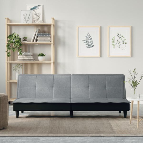 vidaXL Sofa Bed Light grey Fabric, plywood, faux leather, foam