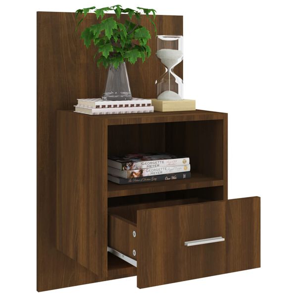 vidaXL Wall-mounted Bedside Cabinet Brown oak Engineered wood