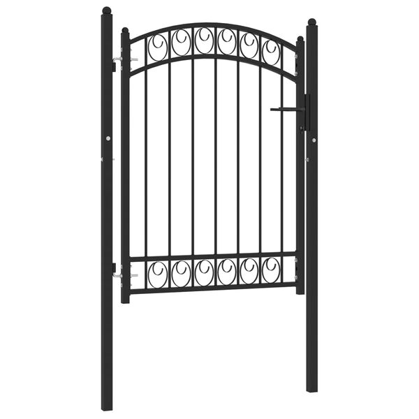 vidaXL Fence Gate with Arched Top Steel 39.4x49.2" Black