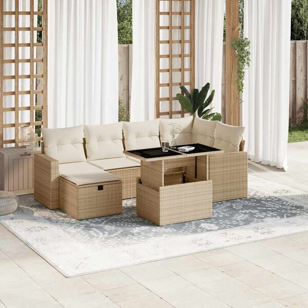 vidaXL Garden Sofa Set Beige, Cream White