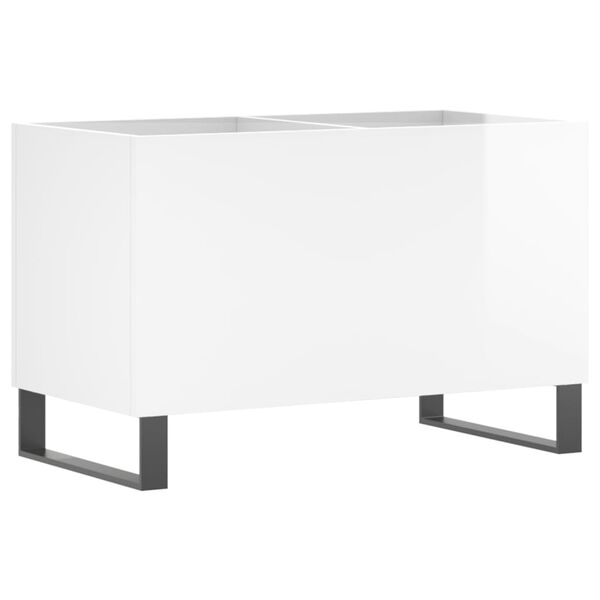 vidaXL Record Cabinet Glossy White Engineered wood, Iron Medium