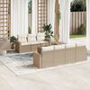 vidaXL Garden Sofa Set Set of 8 Beige PE Rattan Large Adjustable Feet