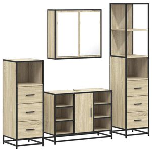 vidaXL Bathroom Furniture Set Sonoma Oak Engineered Wood, Metal Medium