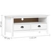 vidaXL TV Cabinet White Solid pine wood Medium TV Cabinet Rectangular