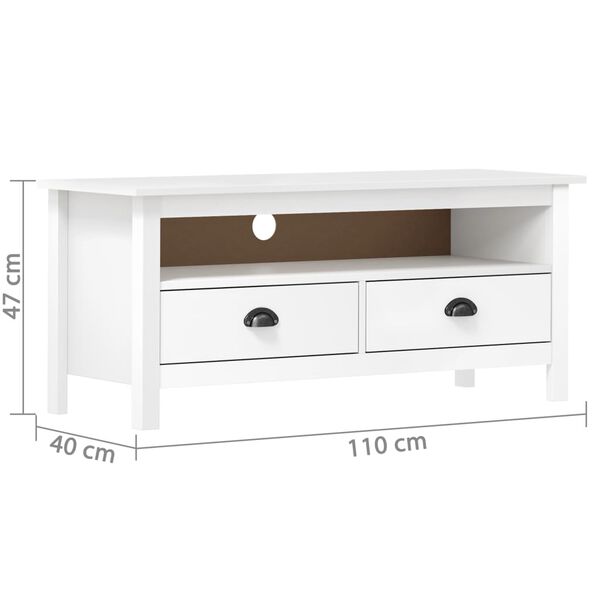 vidaXL TV Cabinet White Solid pine wood Medium TV Cabinet Rectangular