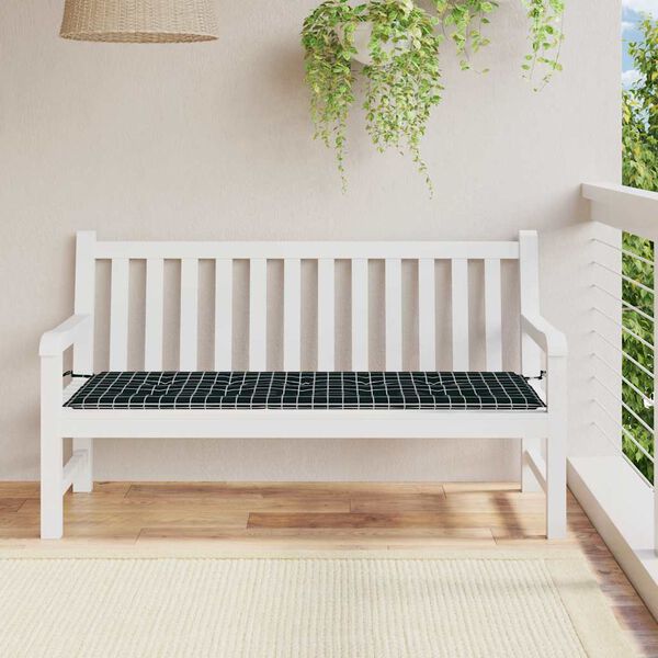 vidaXL Patio Bench Cushion Black Check Pattern 59.1x19.7x1.6" Oxford Fabric