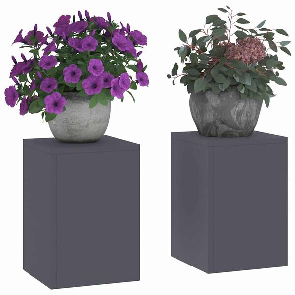 vidaXL Plant Stand 2 pcs Anthracite 9.45 x 9.45 x 13.78 in Steel