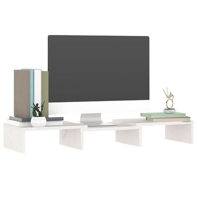 vidaXL Monitor Stand White 23.6"x9.4"x4.1" Solid Wood Pine