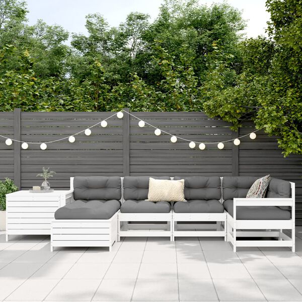 vidaXL Garden Sofa Set White Solid Pine Wood Large Modular