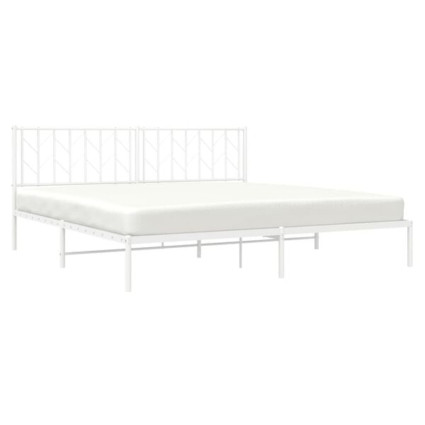 vidaXL Bed Frame White Steel Double Bed Frame Rectangular