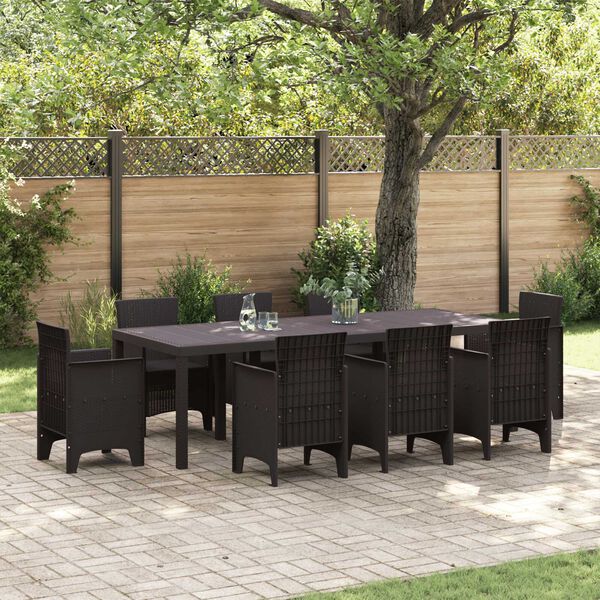 vidaXL Garden Table Brown 250 x 100 x 73 cm poly rattan