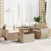 vidaXL Garden Sofa Set Beige PE Rattan, Powder-Coated Steel, Tempered Glass