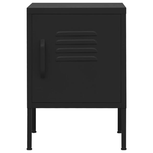 vidaXL Nightstand Black Steel Compact Nightstand Square Modern
