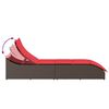 vidaXL Folding Sun Lounger with Cushion and Storage Brown Poly Rattan
