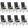 vidaXL Dining Set Black and Brown PE Rattan Large Seats Many