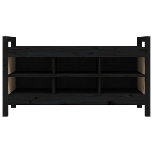 vidaXL Hall Bench Black Solid pine wood 43.3 x 15.7 x 23.6 in