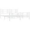 vidaXL Bed Frame White Steel 78.7x78.7 in Bed Frame Rectangular