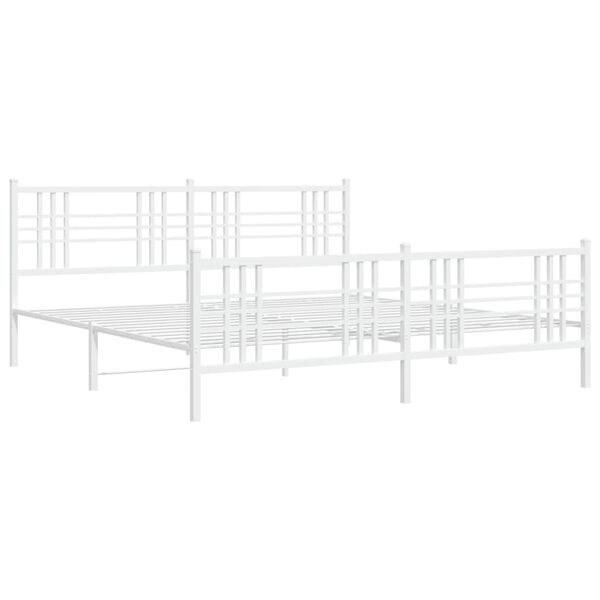 vidaXL Bed Frame White Steel 78.7x78.7 in Bed Frame Rectangular