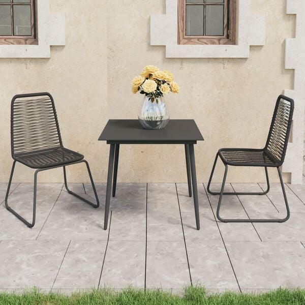 vidaXL Dining Set Black PVC Rattan Compact Lightweight Dining Set