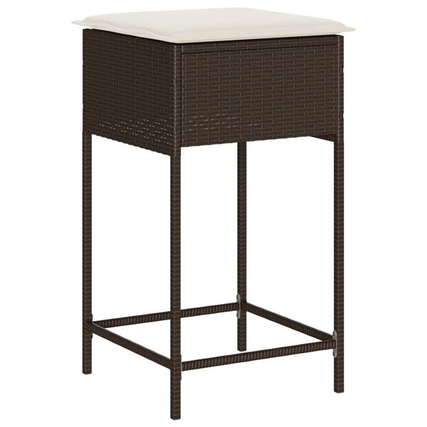 vidaXL Garden Bar Set Brown, Cream White PE Rattan, Steel, Polyester