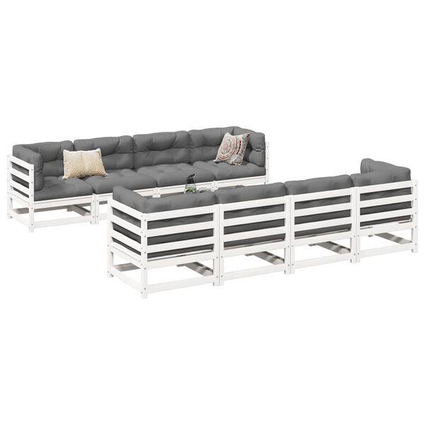 vidaXL Garden Sofa Set White Solid pine wood Large Modular