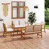 vidaXL Garden Lounge Set Cream and Natural Wood Solid Acacia Wood, Polyester
