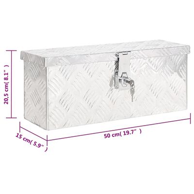 vidaXL Storage Box Silver 19.7"x8.1"x5.9" Aluminum