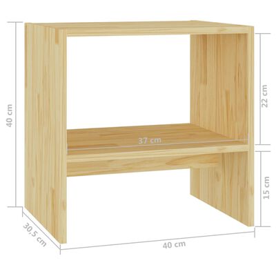 vidaXL Bedside Cabinet 15.7"x11.8"x15.7" Solid Pinewood