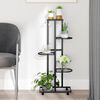 vidaXL Flower Stand Black Powder-coated iron Tall Rollable