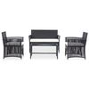 vidaXL Garden Lounge Set Black Poly Rattan Medium Removable Covers