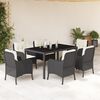 vidaXL Garden Dining Set Black Poly Rattan 6-seater Removable Covers