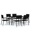 vidaXL Garden Dining Set Black Powder-coated steel, glass, PE rattan