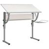 vidaXL Craft Desk White and Grey Engineered Wood and Powder-Coated Steel