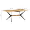 vidaXL Dining Table Natural Wood Solid Mango Wood, Powder-Coated Steel