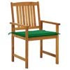 vidaXL Patio Chair Set of 6 Natural wood, Green cushions