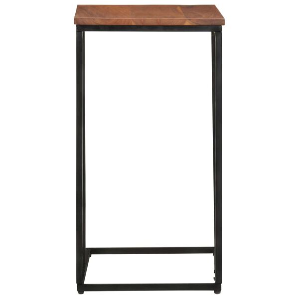 vidaXL Side Table Brown and Black Solid Acacia Wood, Powder-Coated Iron