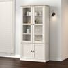 vidaXL Glass Display Cabinet White Solid pine wood with wax finish Tall