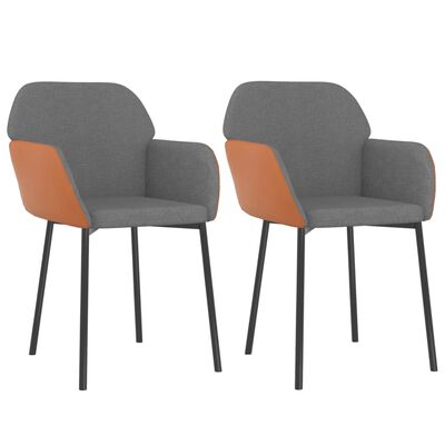 vidaXL Dining Chairs 2 pcs Light Gray Fabric and Faux Leather