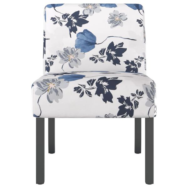 vidaXL Slipper Chair Blue and White Polyester, Solid Wood, Plywood Single