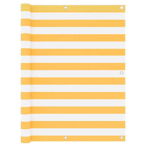 vidaXL Balcony Screen White and Yellow 47.2x236.2" Oxford Fabric