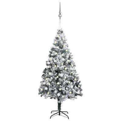 vidaXL Artificial Pre-lit Christmas Tree with Ball Set Green 82.7" PVC