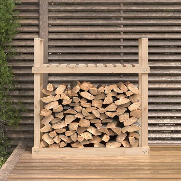 vidaXL Firewood Rack 43.3x13.8x42.7" Solid Wood Pine