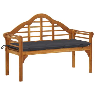 vidaXL Patio Queen Bench with Cushion 53.1" Solid Acacia Wood