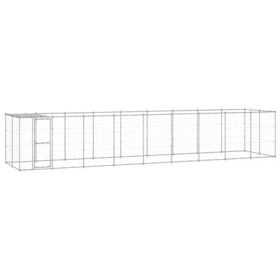 vidaXL Outdoor Dog Kennel Galvanized Steel with Roof 234.4 ft²