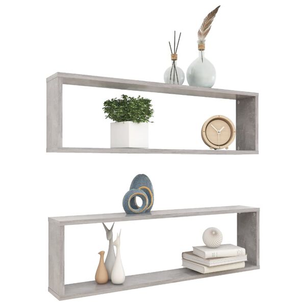 vidaXL Wall Shelf Set of 2 Concrete grey Engineered wood