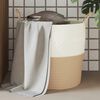 vidaXL Storage Basket Beige and White 100% Cotton Medium Collapsible