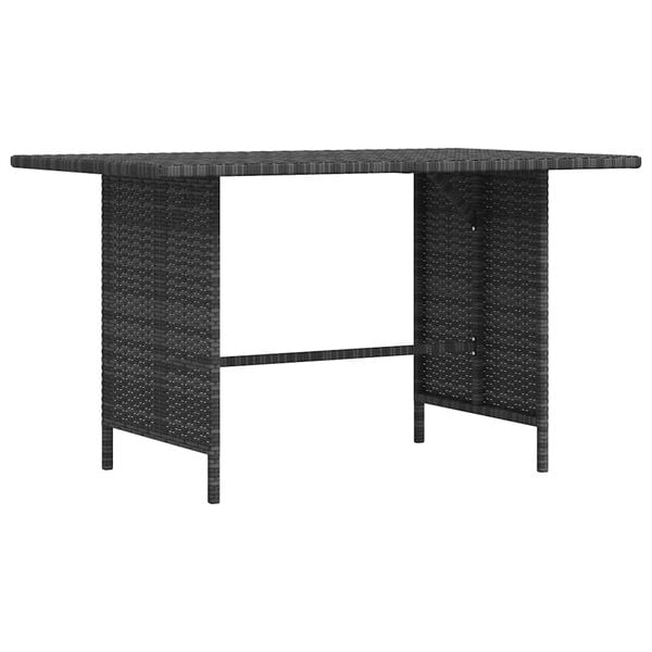 vidaXL Dining Table Grey PE rattan, Powder-Coated Steel Medium